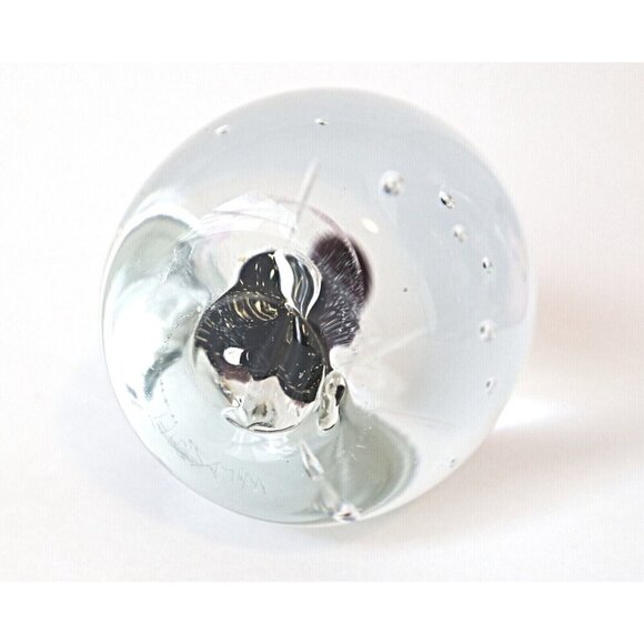 Vintage Art Glass Paperweight Swirl Controlled Bubble Signed Wild Craft - Picture 5 of 5